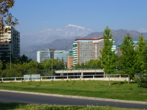 Cerro Plomo seen from Santiago